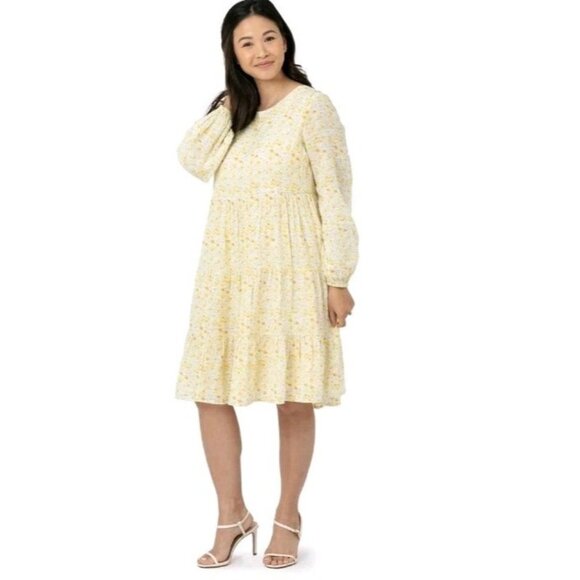 Kindred Bravely Millie Tiered Nursing  Maternity Floral Long Sleeve Dress Medium - Picture 2 of 13